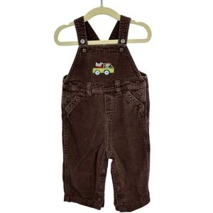 Vintage Carters Brown Corduroy Overalls with‎ Animals & Truck Embroidered Cute